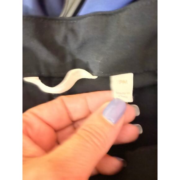 Soft Surroundings Black Ruffled Seam Side Zip Career Ankle Pants Women Sz MP - Picture 4 of 9